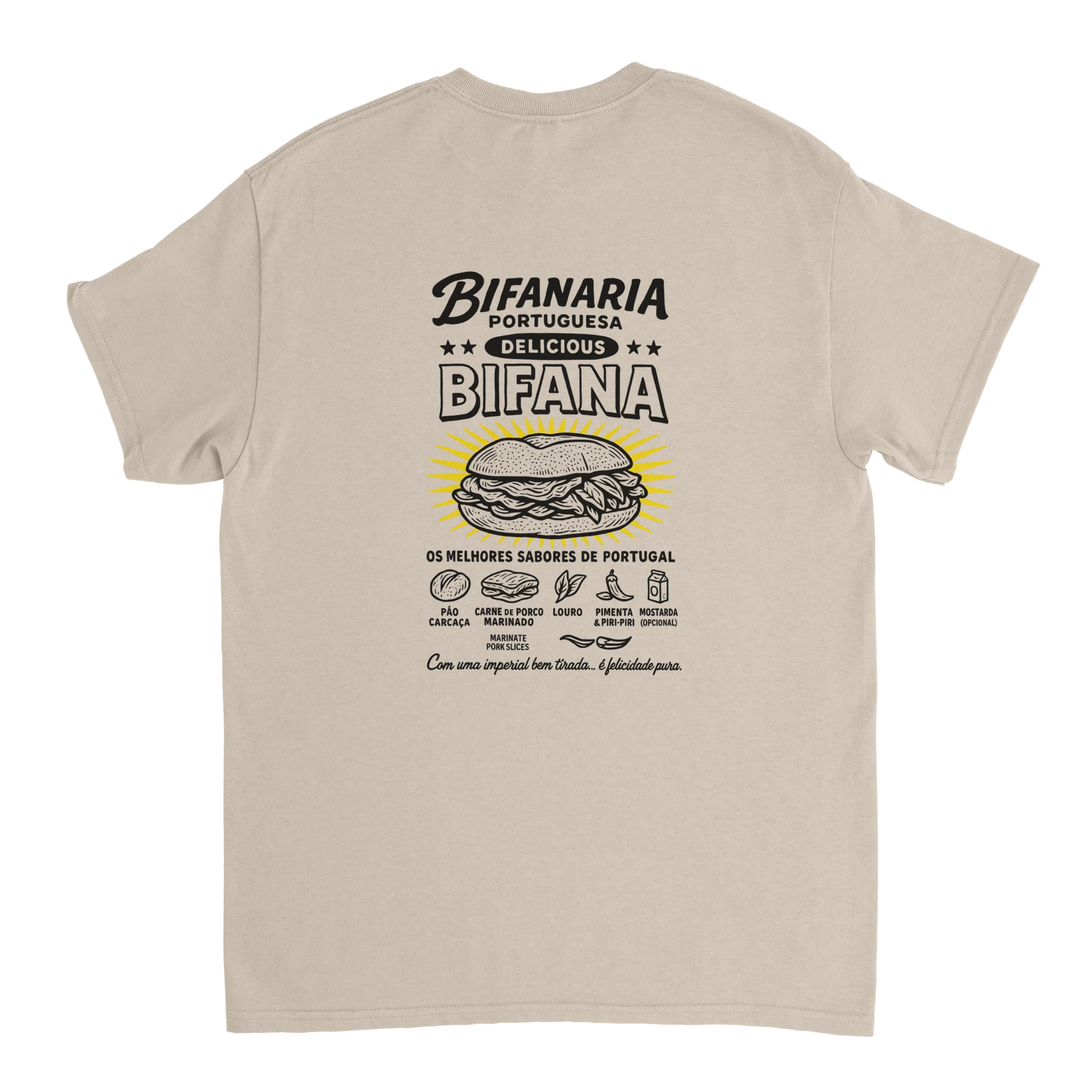 bifana recepy  beige t shirt ingredients funny portuguese foodie shirt 