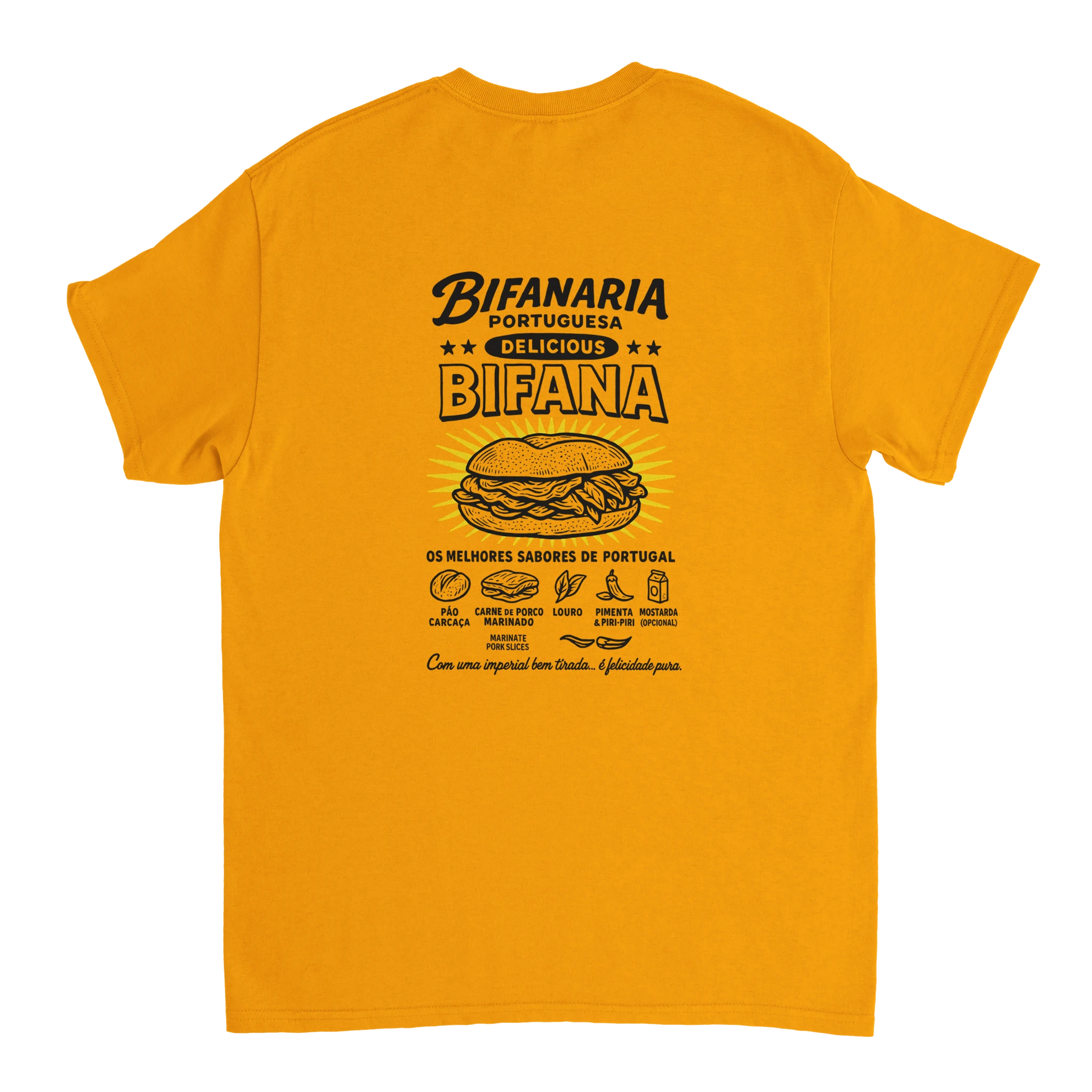 bifana recepy  yellow t shirt ingredients funny portuguese foodie shirt 